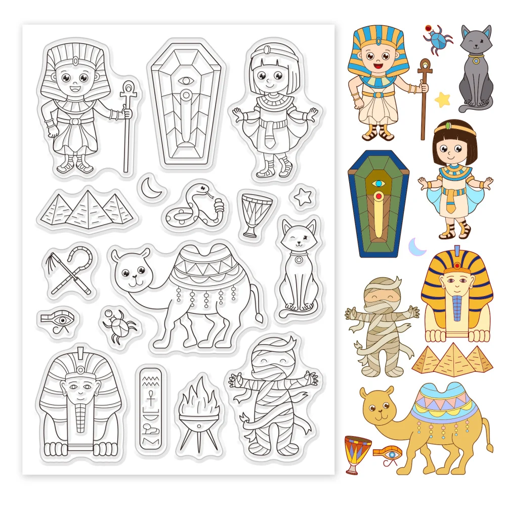 1Sheet Egyptian Clear Stamps Mystery Theme Silicone Clear Stamp Seals for Cards Making DIY Scrapbooking Photo