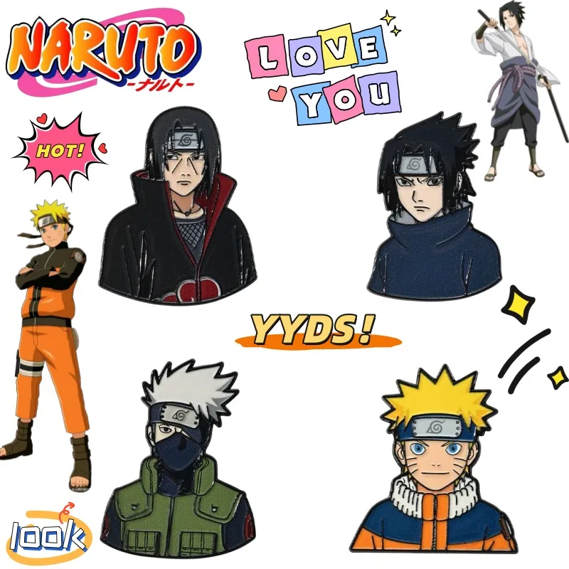 New NARUTO Uzumaki Naruto Uchiha Sasuke Hatake Kakashi cartoon creative two-dimensional brooch anime peripheral decoration badge