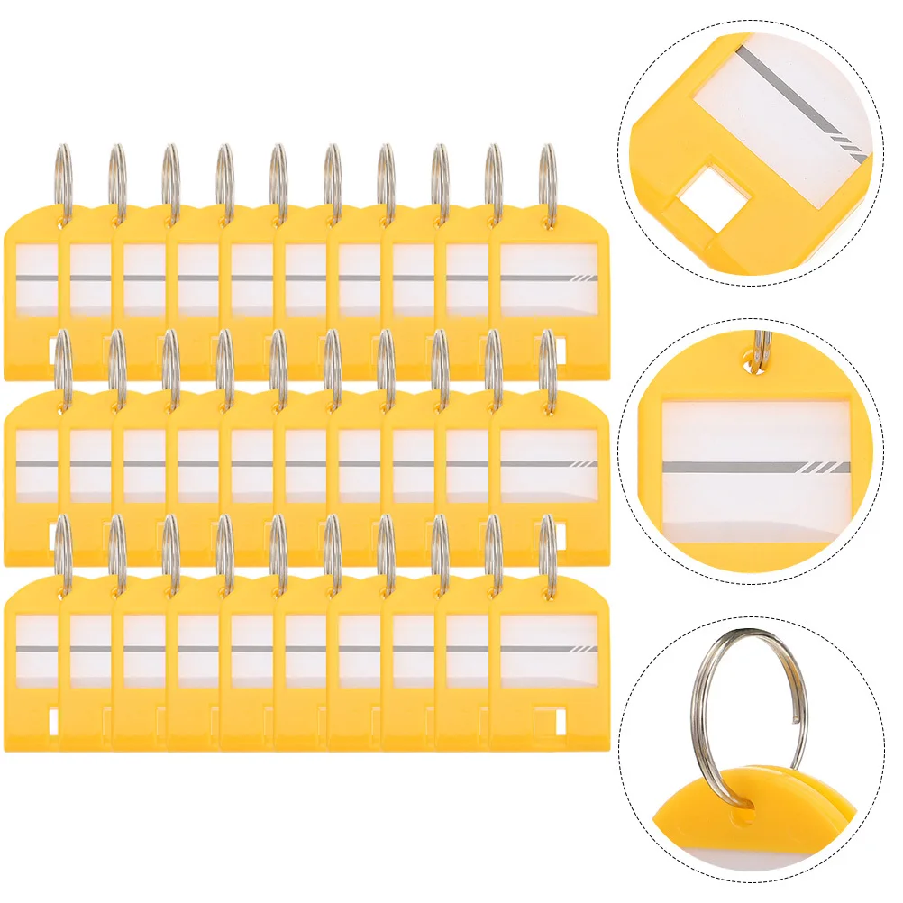 

35Pcs Hanging Keychain Labels Stylish Key Classification Tags with Write on Name Tags Protective Cover for Keys USB Flash Drives