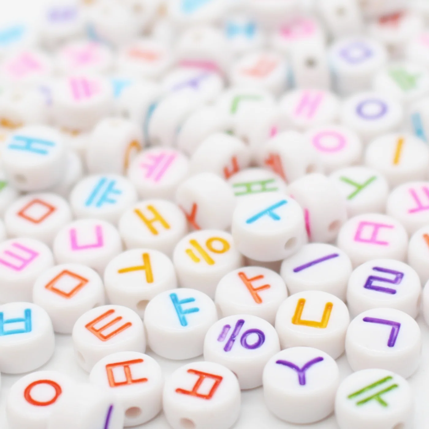 7mm Mixed Korea Alphabet Letters Beads Round Acrylic Korean Beads For Jewelry Making Diy Bracelet Phone Chain Accessories 100pcs