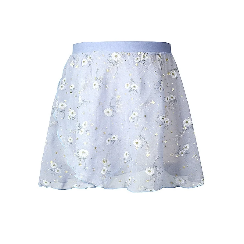 

Hot Sale High Quality Kids Girls Children Practice Dance Wear Pink Blue Black White Floral Wrapped Chiffon Ballet Skirts