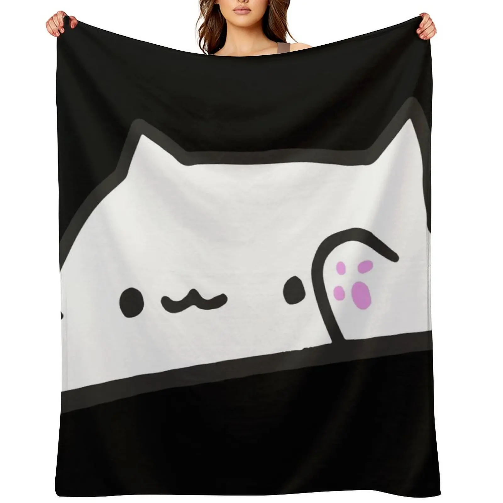 

Bongo Cat Meme Throw Blanket Kid'S Soft Beds Furrys Fashion Sofas Blankets