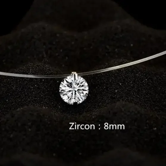 Andara 1ct Moissanite Diamond S925 Sterling Silver Invisible Transparent Fishing Line Clavicle Chain Necklace Women\'s Jewelry