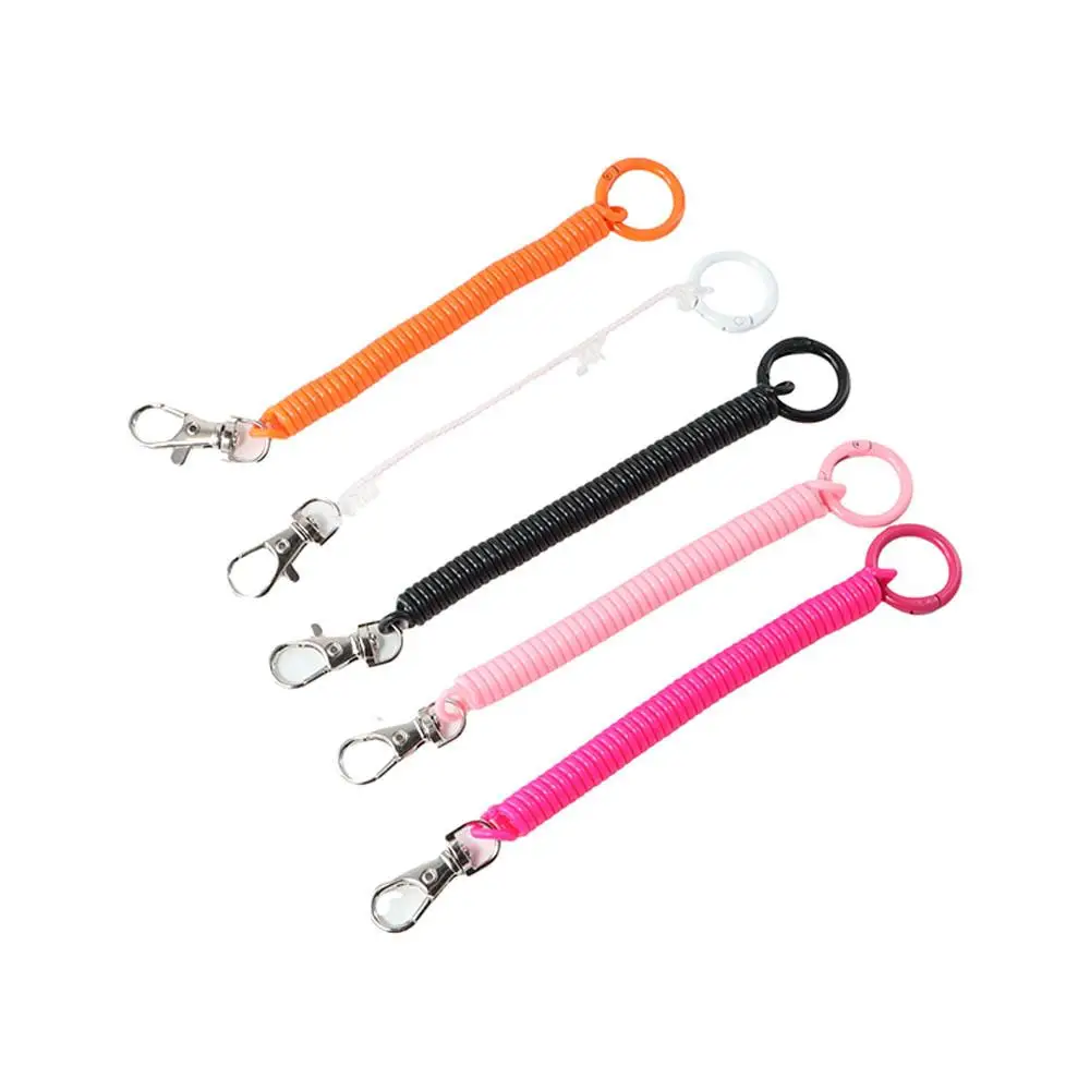 Coil Stretchy Key Ring Retractable Coil Springs Key Chain Holder Anti-lost Lobster Clasp Stretch Spring Coil Key Hooks Keyring