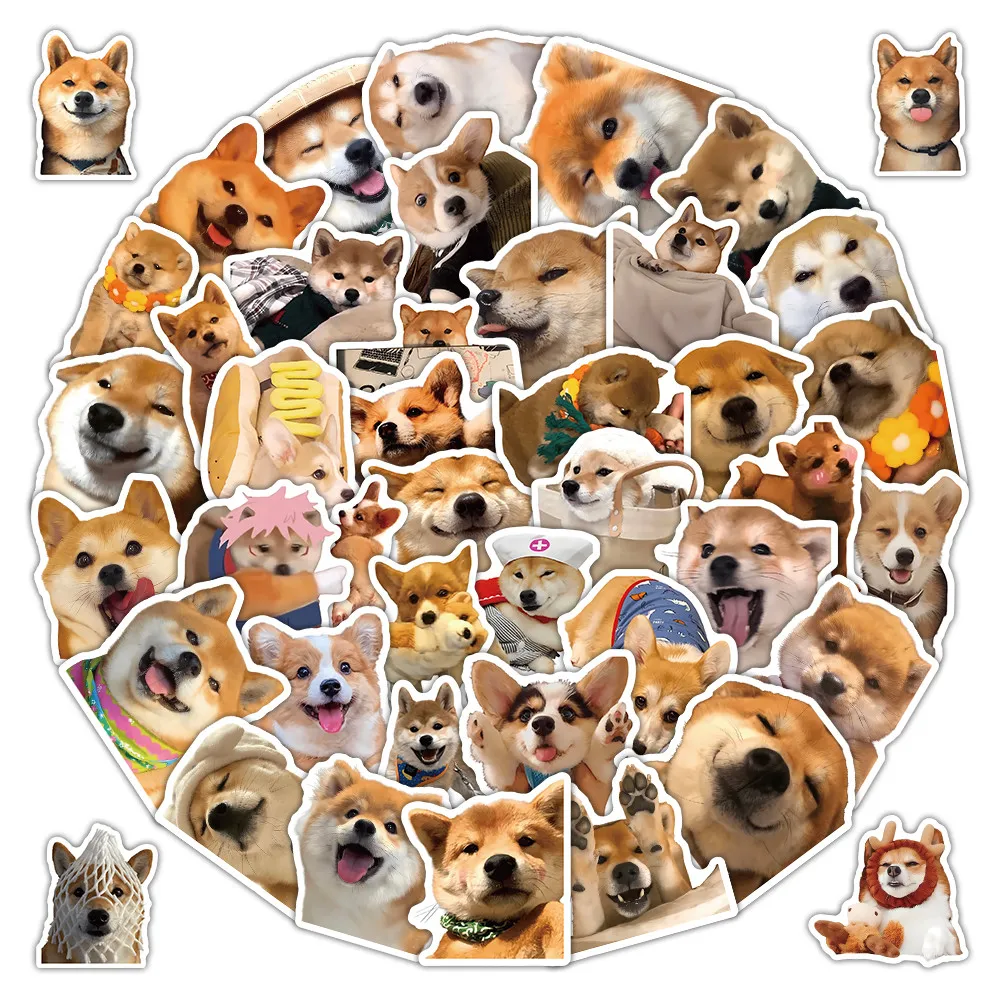 

55 шт. наклеек с корги и шиба-ину, милые декоративные стикеры с животными, магазин AnimeWorlds