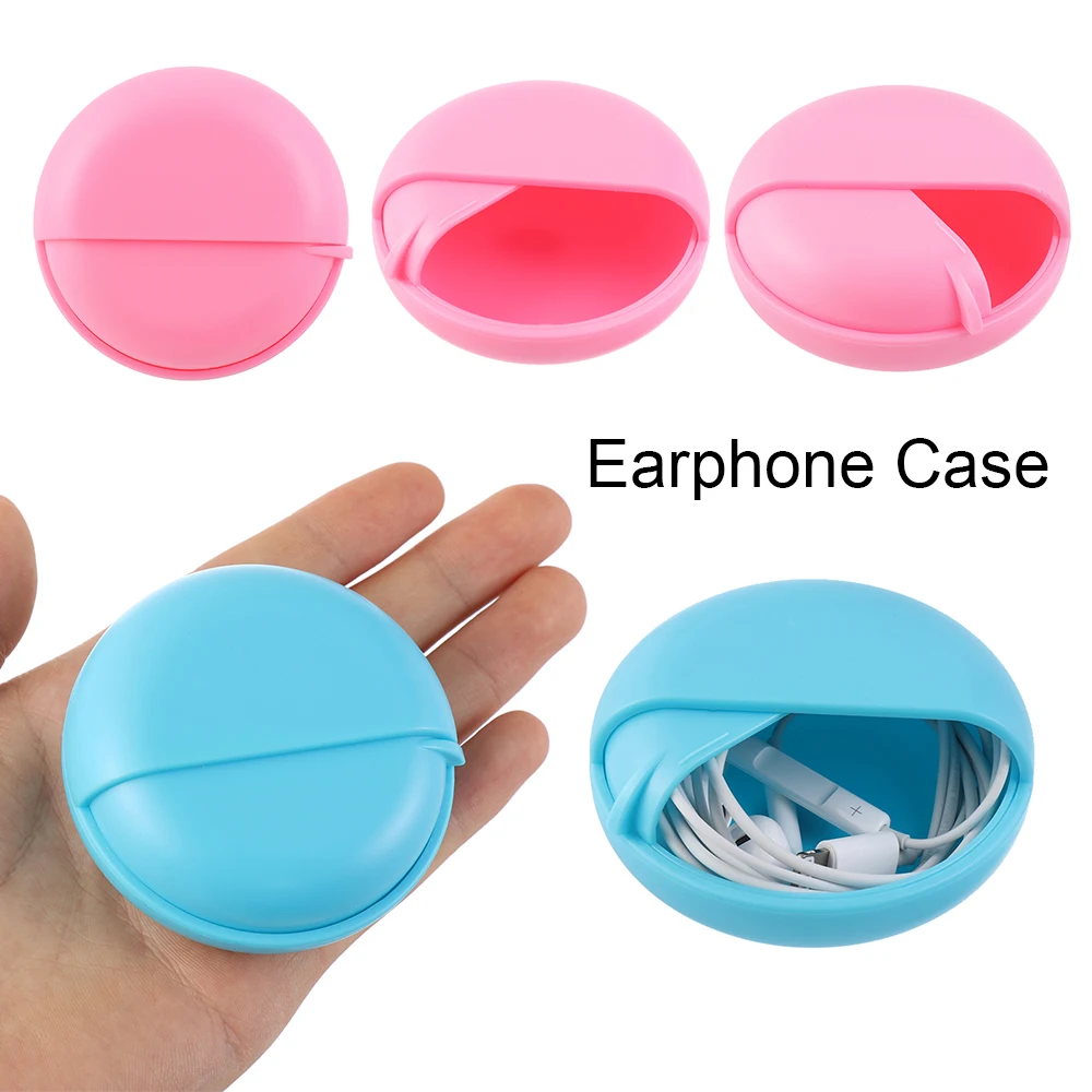 ABS Pocket Round Shaped Rotating Storage Earphone Case Data Line Box Wire Cable Organizer Jewelry Protective