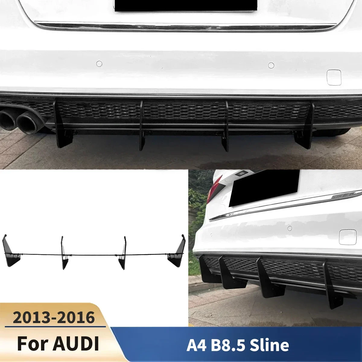 Spoiler for Audi A4 B8 5 2013-2016 Rear Trunk Wing Exterior Aero Styling Accessories Sline Bumper Lip Splitter Diffuser