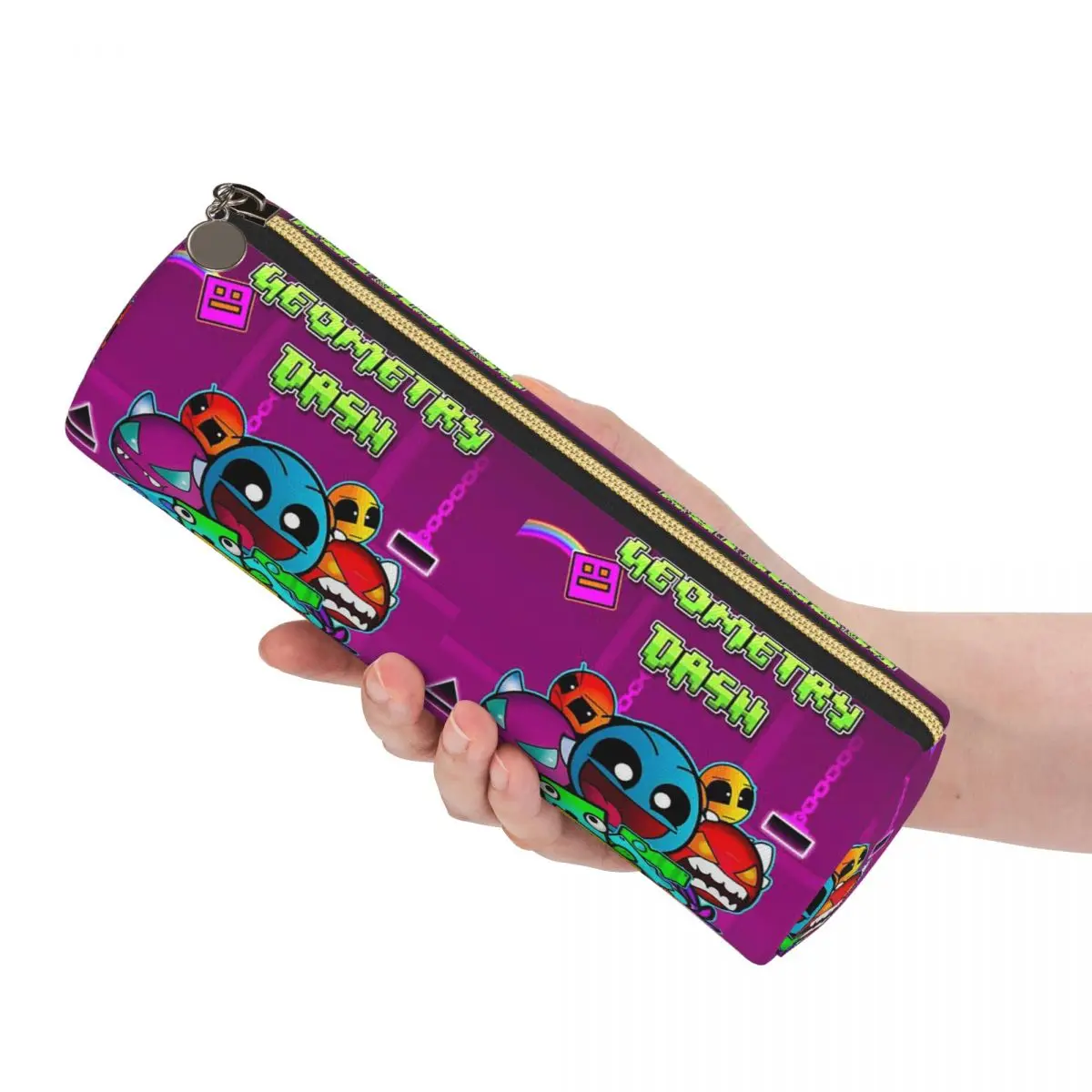 Video Game Geometry Dash Pencil Case Pen Holder Cylinder Pen Box Pencil Bag for Boys Girls Gifts