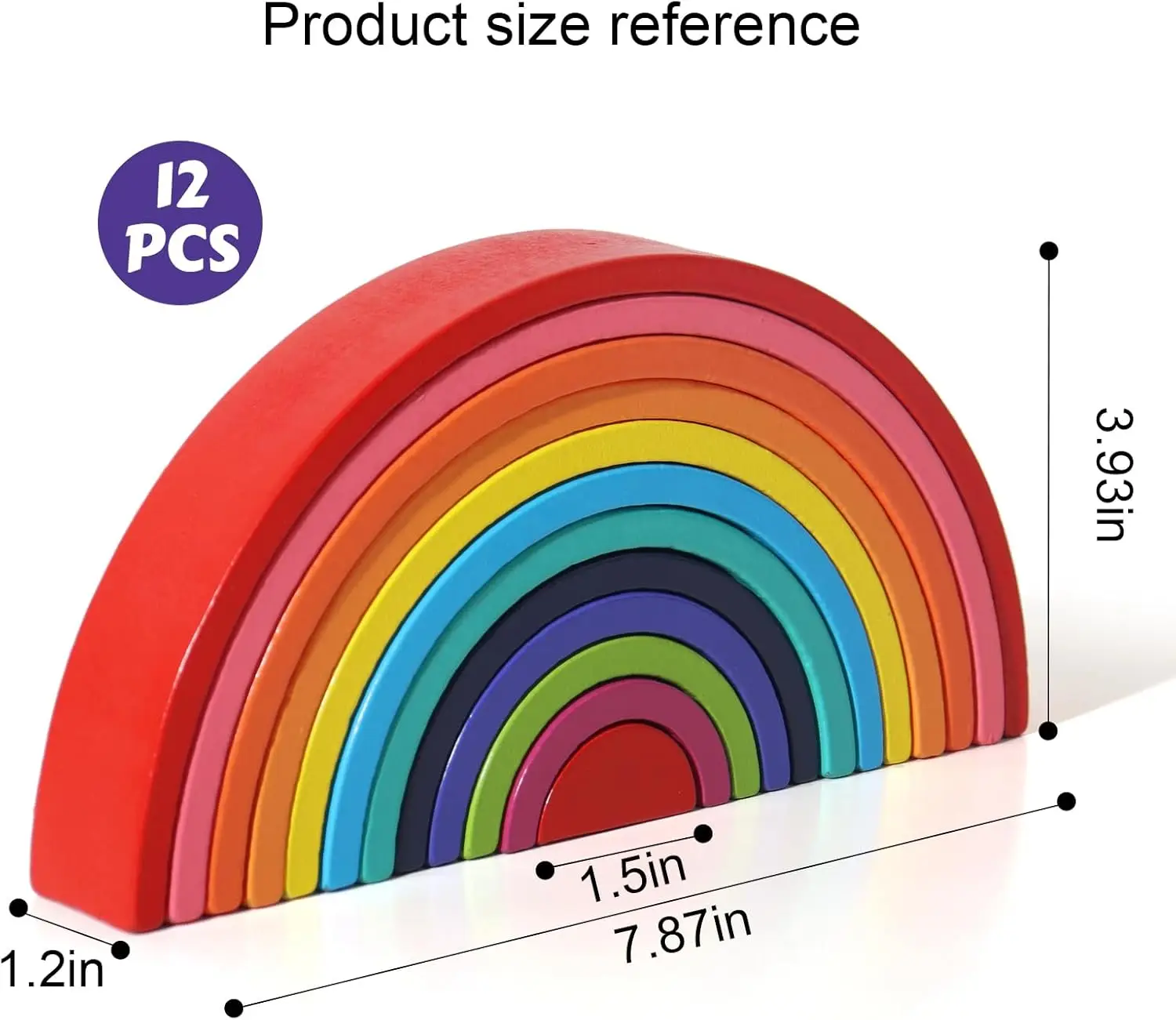 مكعبات بناء قوس قزح من مونتيسوري - لعبة التراص الإبداعية المكونة من 12 قطعة للأطفال، مجموعة ألعاب تعليمية متعددة الوظائف للدقة