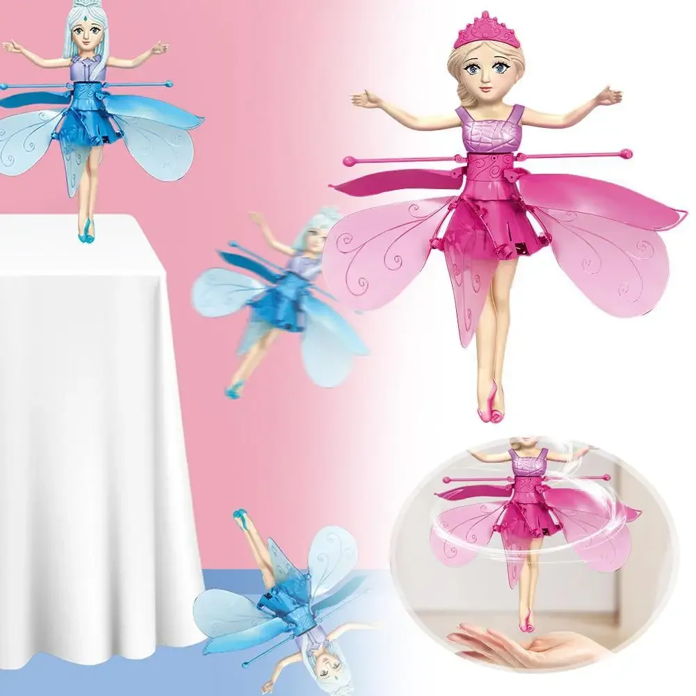 Funny Inductive Flying Doll Suspended Quadcopter Flying Fairy Cute Magical Princess Mini Drone Fly Toy Gesture Rotating Dancing