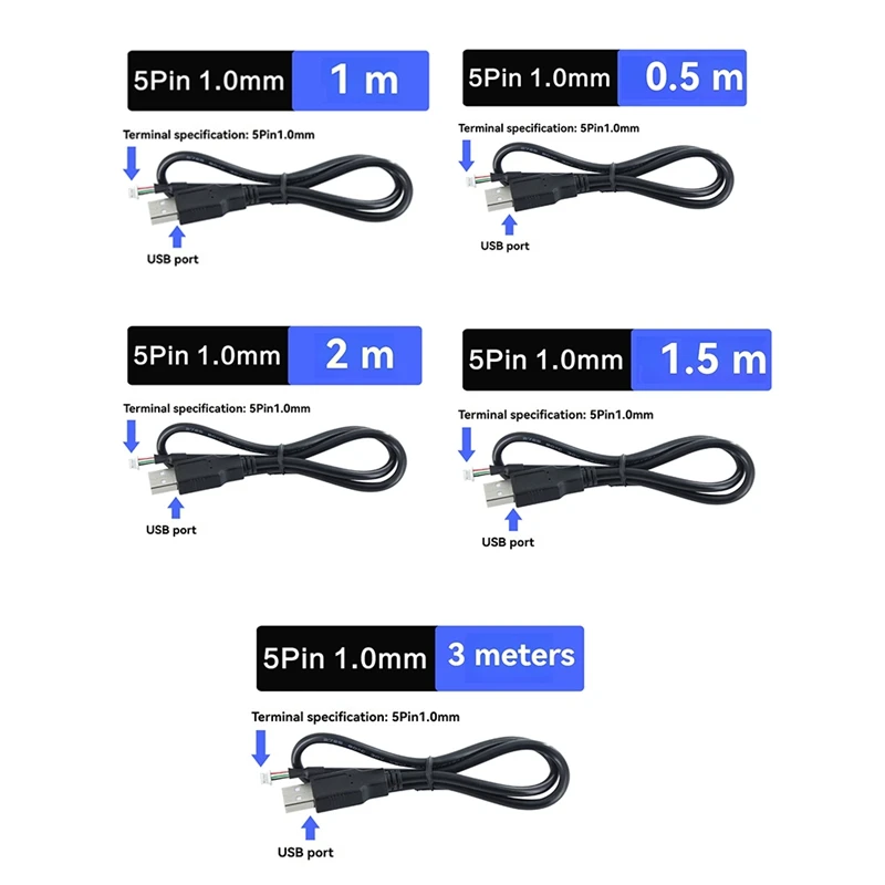

5Pcs USB To 5Pin Cable For Camera Modules Camera Module Data Connection Cable 5P 1.0Mm