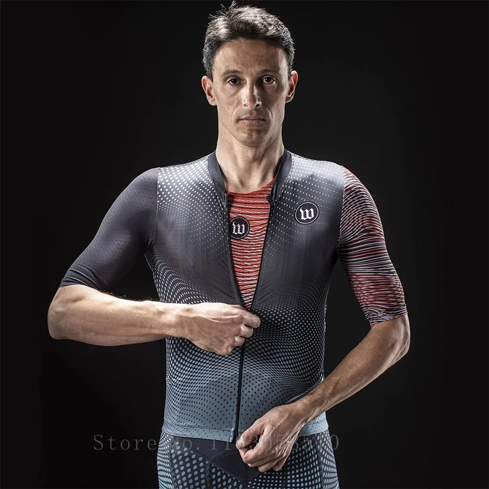 

Wattie Ink Jersey for Men, short Sleeve, Pro Team, MTB, Road Bike Clothing, Breathable Bicycle Shirts, back side Three pockets