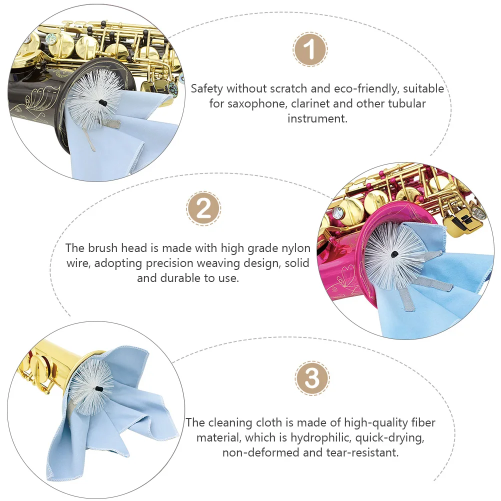 

Saxophone Cleaning Cloth Tubular Instrument Tube Inside Cleaner Wind Swab Cotton for Care Product Brush