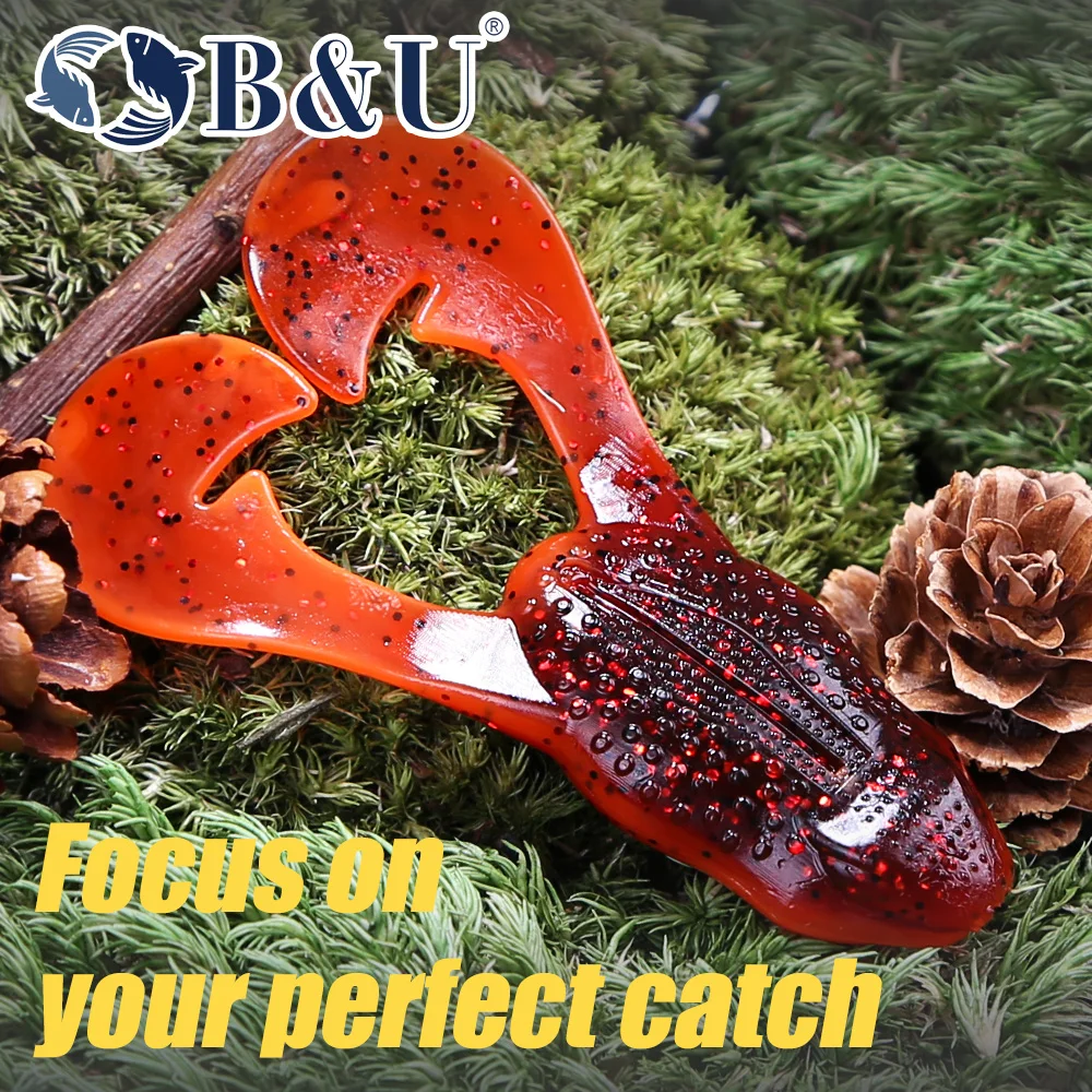 B&U 73mm Schwimmende Weiche Angeln Köder Frosch Köder Forelle Bass Köder Silikon Swimbait Jigging Wobbler Für Hecht Künstliche gummi Köder – Detail 6