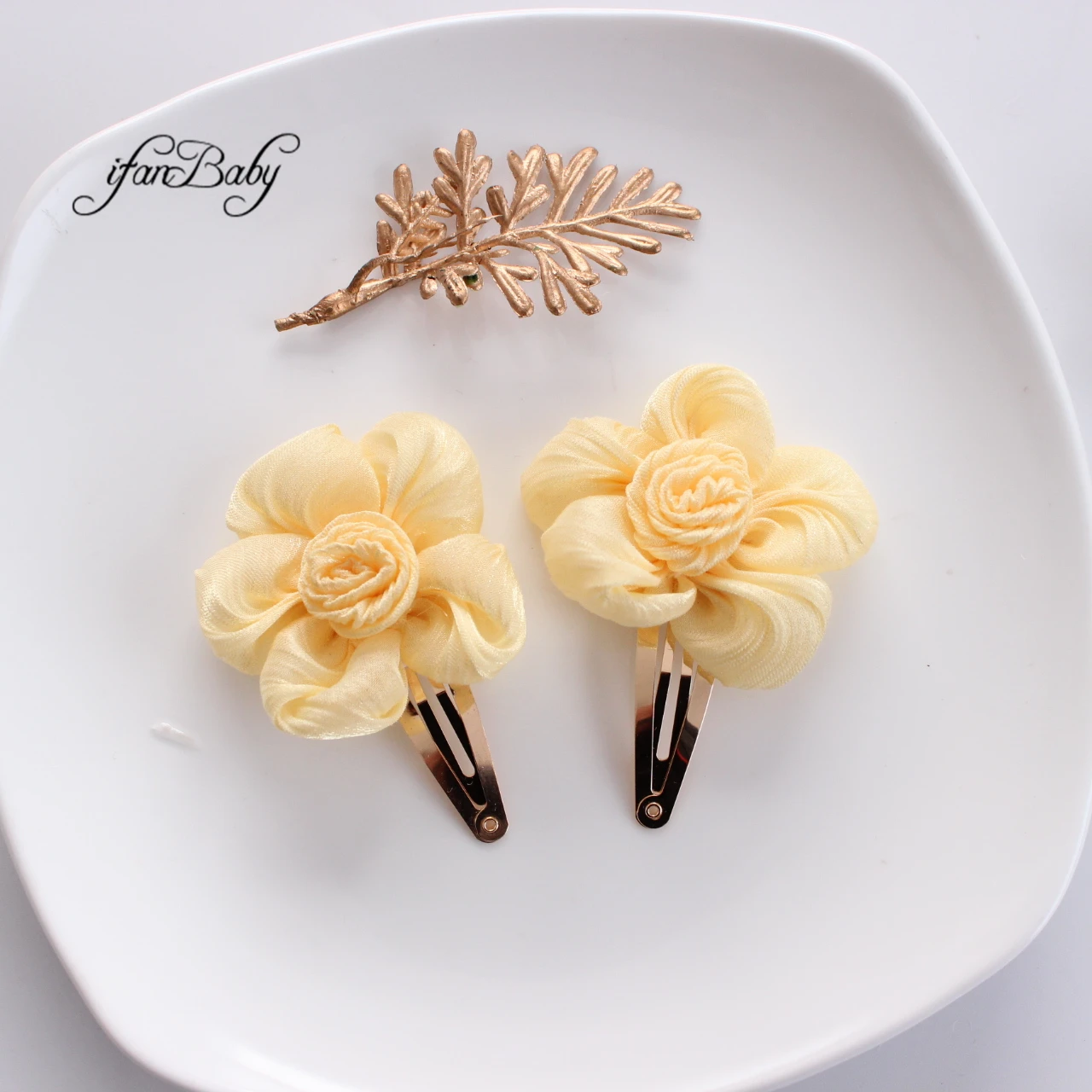 Fashion Flower Clips BB Floral Pin Headwear Baby Kids Girl Hair Accessories 2 PCS/SET