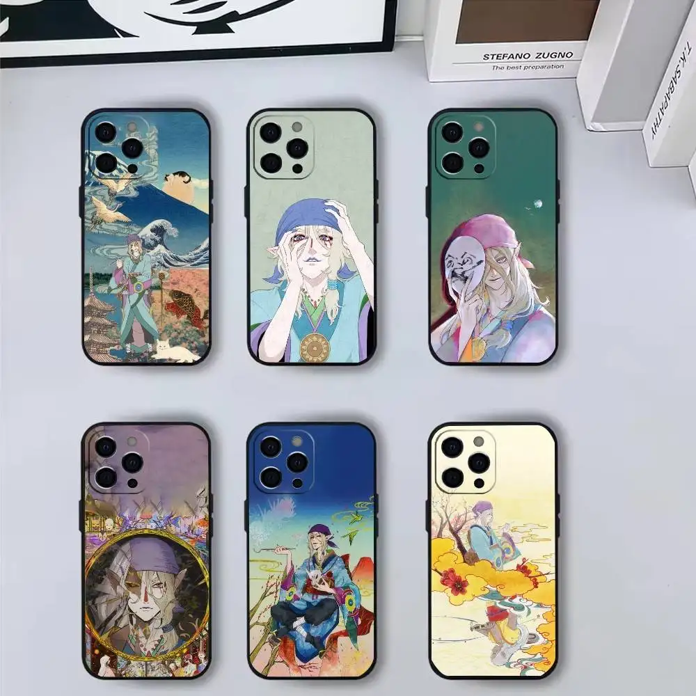 

Anime M-Mononoke Kusuriuri Phone Case For iPhone17,16,15,14,13,12,11 Plus,Pro Max Soft Black Cover