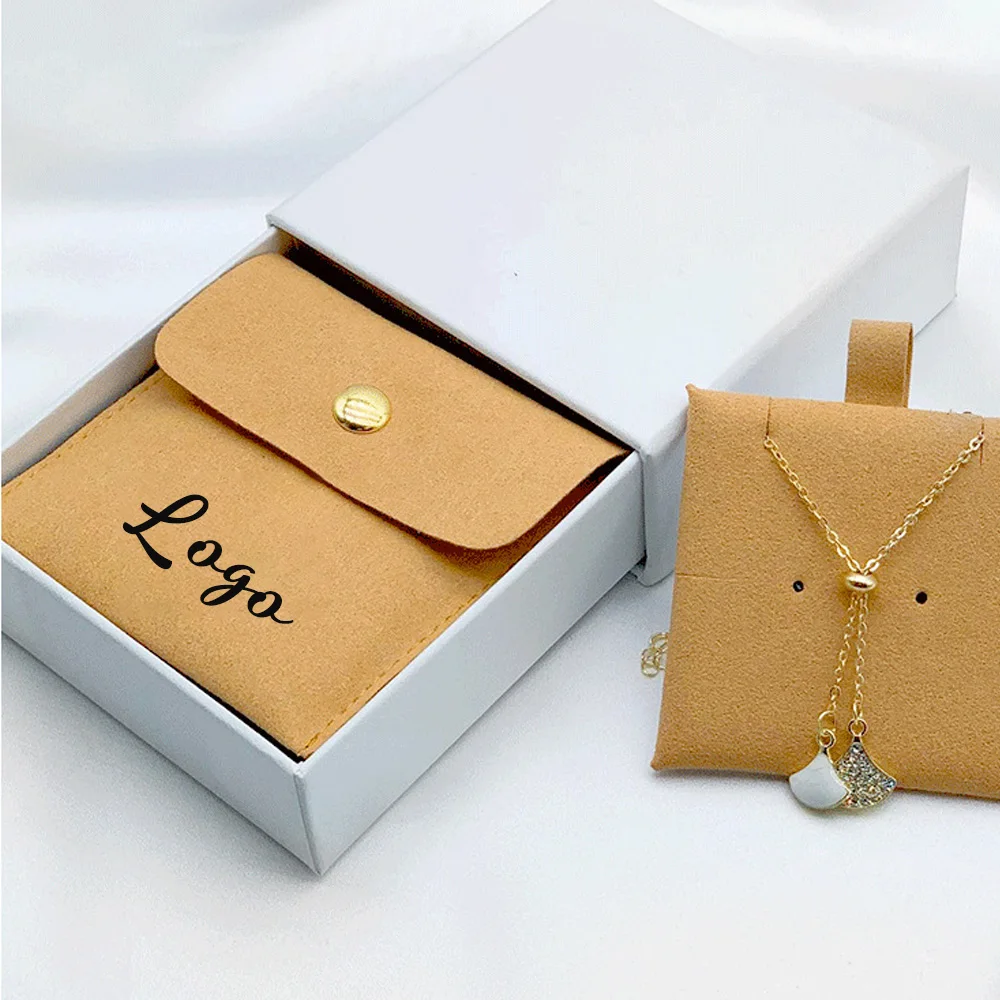 

50pcs Customized Logo 6x6cm Small Gold Snap Button Velvet Bag Jewelry Pouches Wedding Packaging Suede Microfiber Ring Gift Bags