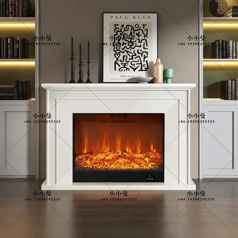 for American Modern Solid Wood Fireplace TV Cabinet Living Room Simple Background Decoration Cabinet Simulation Fire Locker