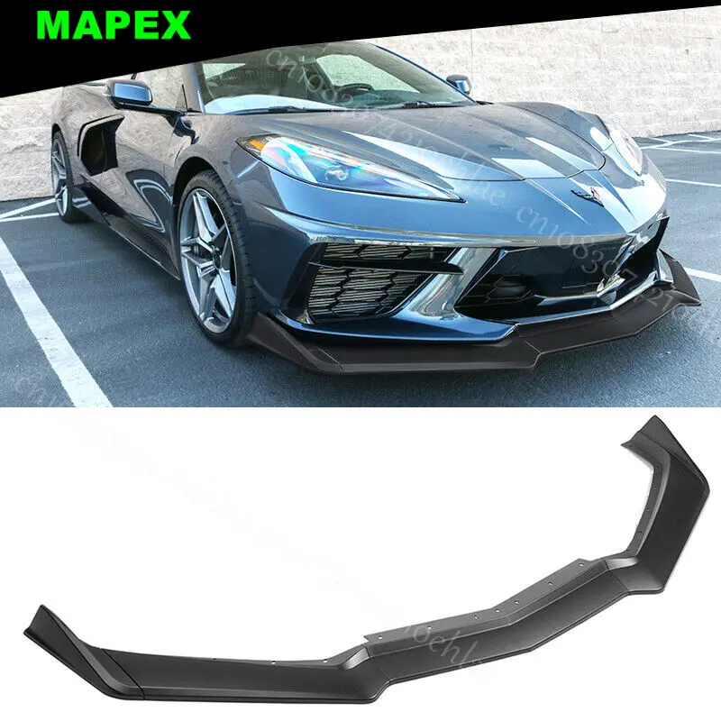 Fits 20-24 Chevy Corvette C8 5VM Style 5PC Front Bumper Lip Splitter Matte Black