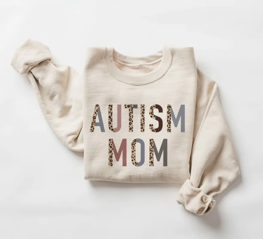 

Autism Mom Sweatshirts Autism Mom Leopard Print Sweater Mama Hoodie Processing Autism Awareness Personality Women Clothing