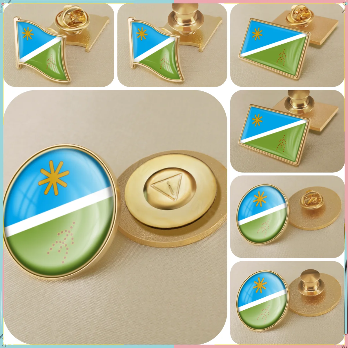 Latin America Alacalufe Kawesqar Tribal of Chile Flag Lapel Pins Broochs Badges