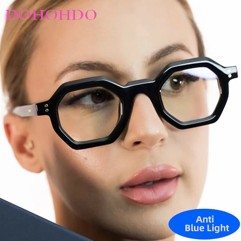 

Trendy Vintage Brand Designers Polygon Blue Light Blocking Glasses Women Men Optical Spectacle Protection Computer Eyeglasses