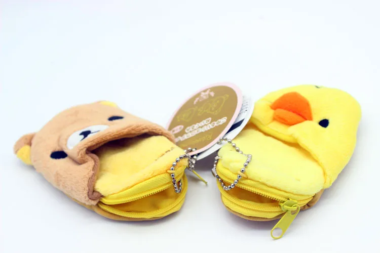 Cute Rilakkuma Slippers Plush Coin Purse Funny Keychain Wallet Anime Mini Coin Pouch Organizer Storage Kawaii Money Bag