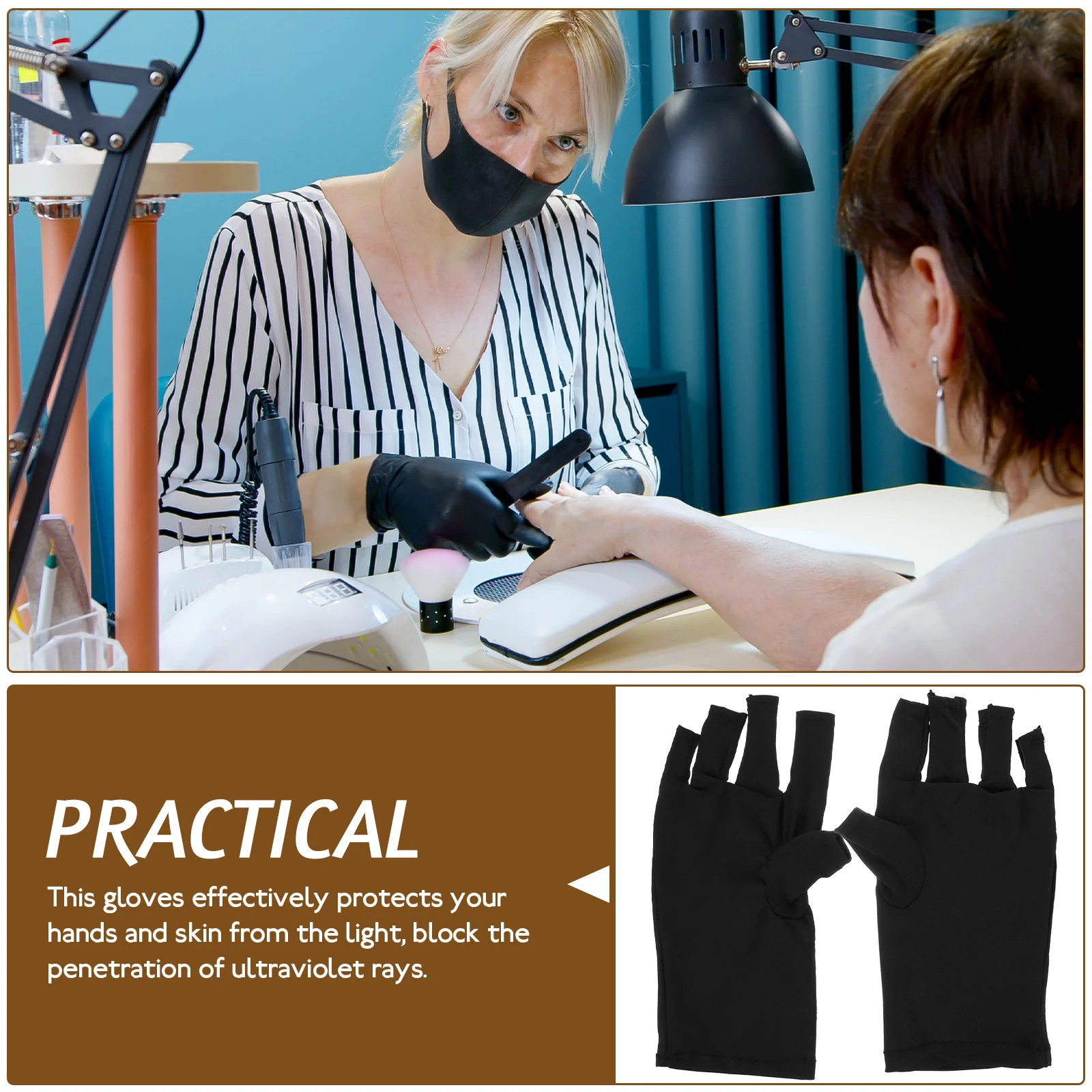 

2 Pairs Nail Gloves Uv Hand Protection Women for Nails Woman's Fabric Gel Manicures