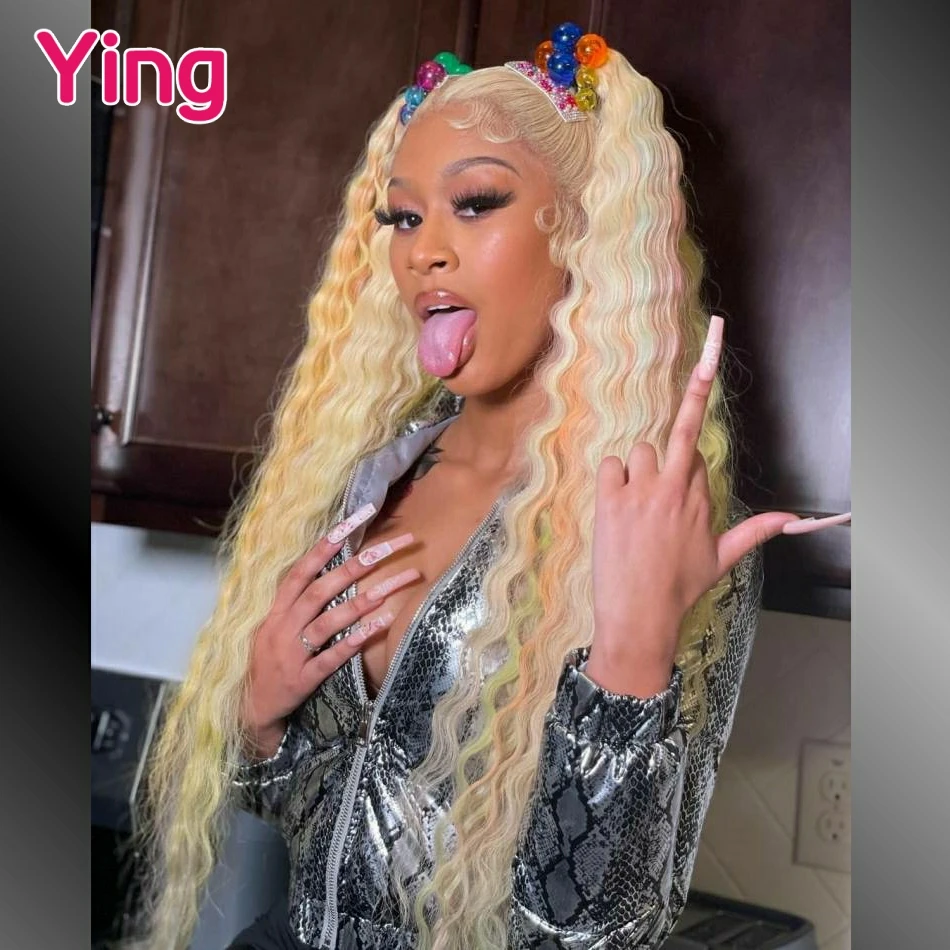 

Ying 12A Highlight Pink Orange Deep Wave 13x4 Lace Frontal Wig Human Hair 13x6 Lace Front Wig Peruvian PrePlucked With Baby Hair