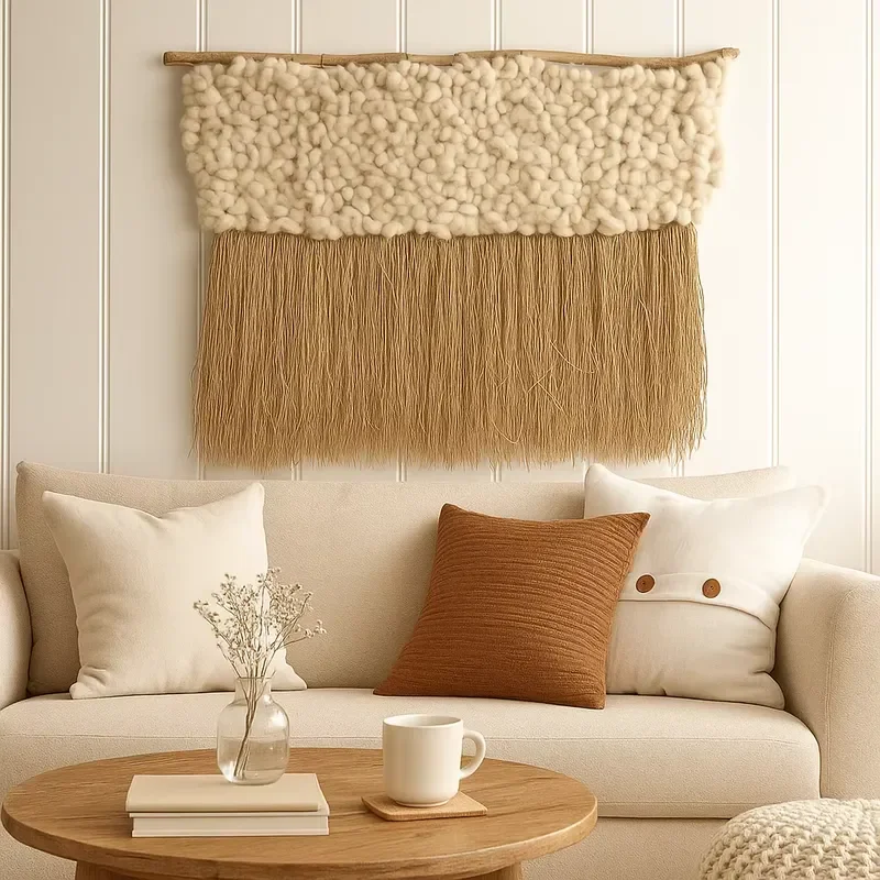 Bulk customizable lace wall ornaments, hand-woven textured fringed pendants for hotels, spas and commercial spaces