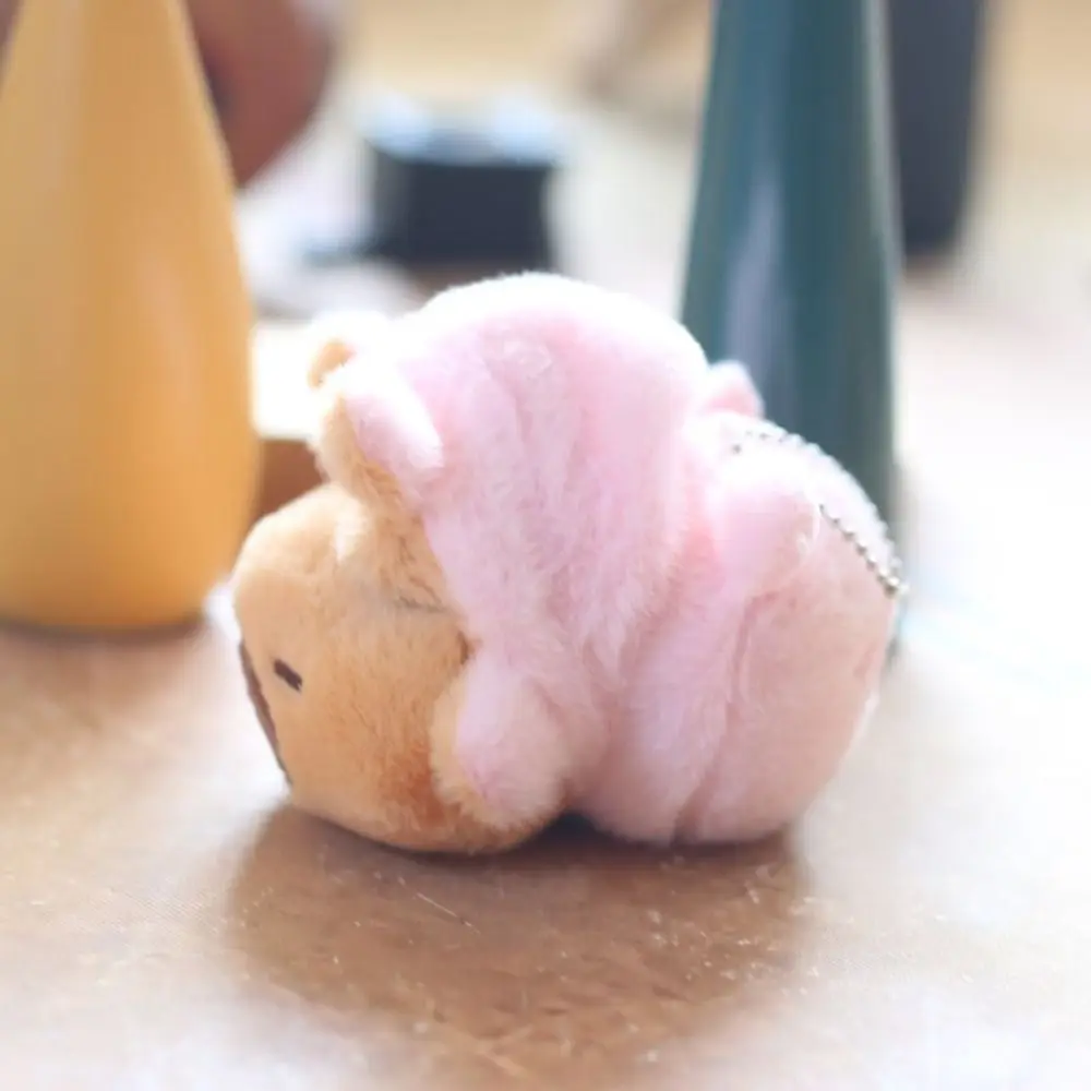 LLavero de juguete de peluche de capibara de doble cara, colgante de bolsa de felpa de capibara de dibujos animados marrón y rosa, llavero de felpa de capibara bonito Kawaii para niñas