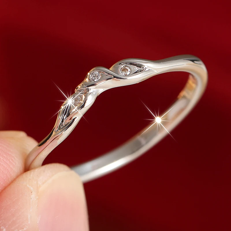 Dazzling Inlaid White CZ Women's Ring Trendy Silvery Color Hand Carving Daily Wear Party Jewelry Anniversary Gift