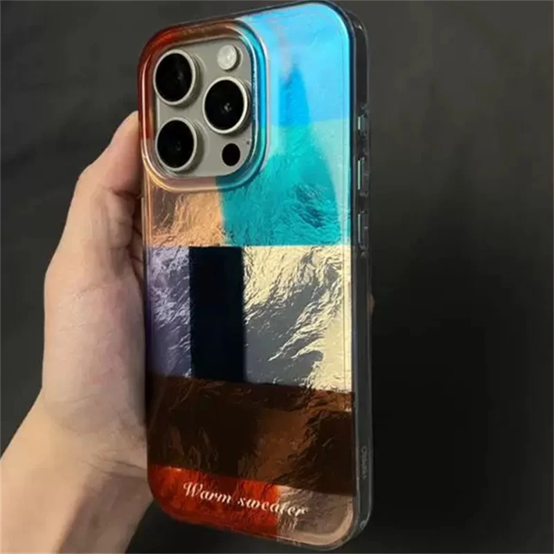 Whirlpool patterned color grid splicing phone case For iPhone 11 12 13 14 15 16 pro max