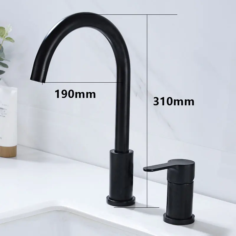 Basin faucet Mixer  two-piece full copper rotating large bend outlet with switching cold and hot water mixing valve split type