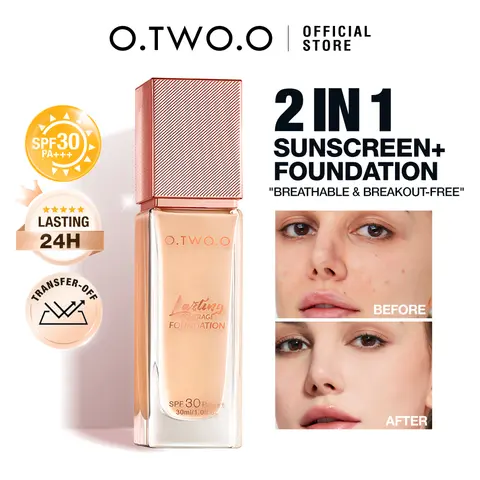 O.TWO.O 파운데이션 크림 모이스춰라이징 오일 프리 오래 지속되는 방수 BB 크림 컨실러 풀 커버리지 파운데이션 페이스 메이크업