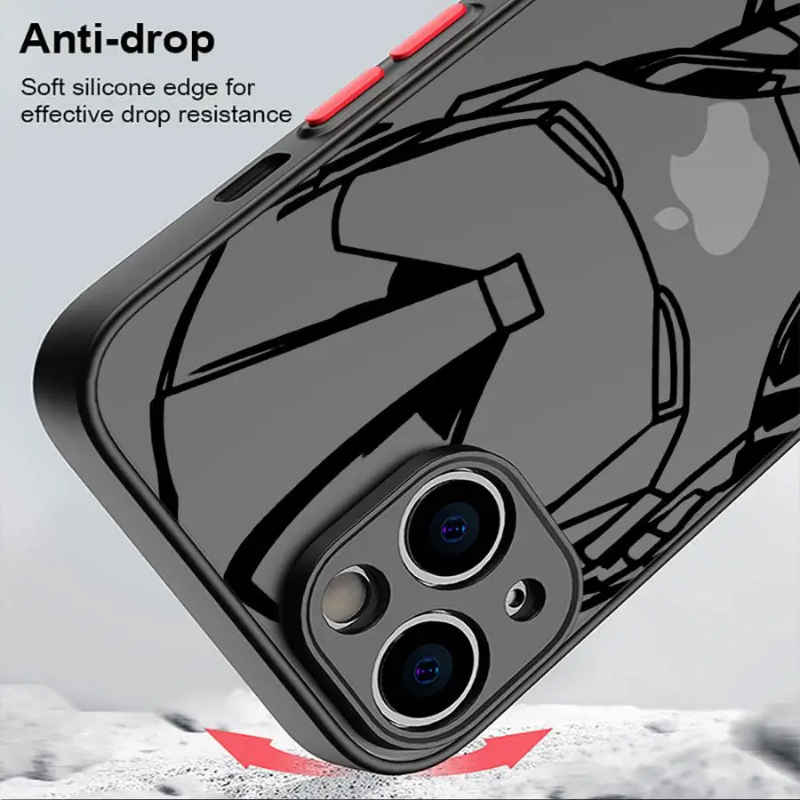 Marvel Spiderman Ironman Phone Case for iPhone XR X 14 16 Plus XS Max 8 Plus 13 Mini 15 Pro Max 12 11 Pro 7 12 Pro Matte Cover image 4