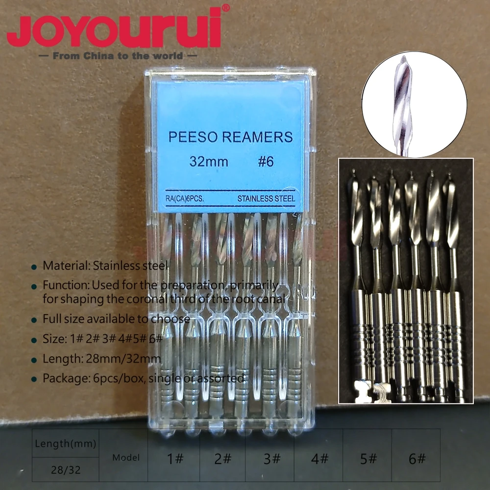 6 قطعة/الحزمة الأسنان اللبية U/F الحفر بوابات Glidden Pesso مخرطة قناة الجذر 32/28 مللي متر محرك استخدام الفولاذ المقاوم للصدأ إندو ملف الأسنان #5