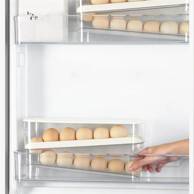 

2 PCS Egg Holder For Fridge Automatic Rolling Egg Dispenser For Refrigerator Egg Container For Refrigerator Storage Box