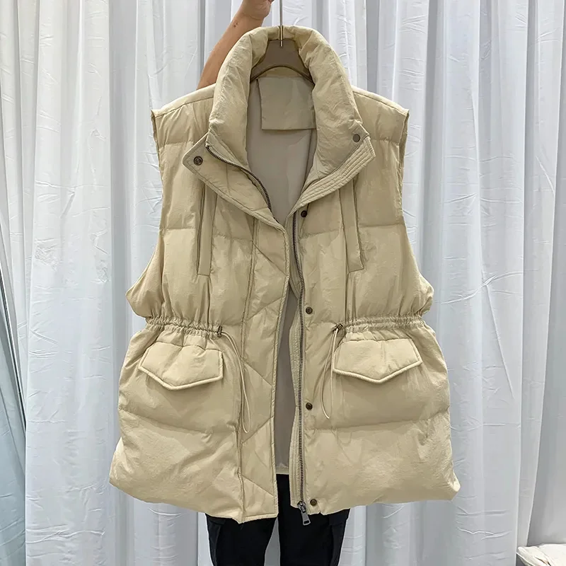 Vrouwen Vest 2024 Nieuwe Herfst Koreaanse Taille Mouwloze Donzen Katoenen Vesten Dames Parka 'S Warm Vest Dames Jassen Tops