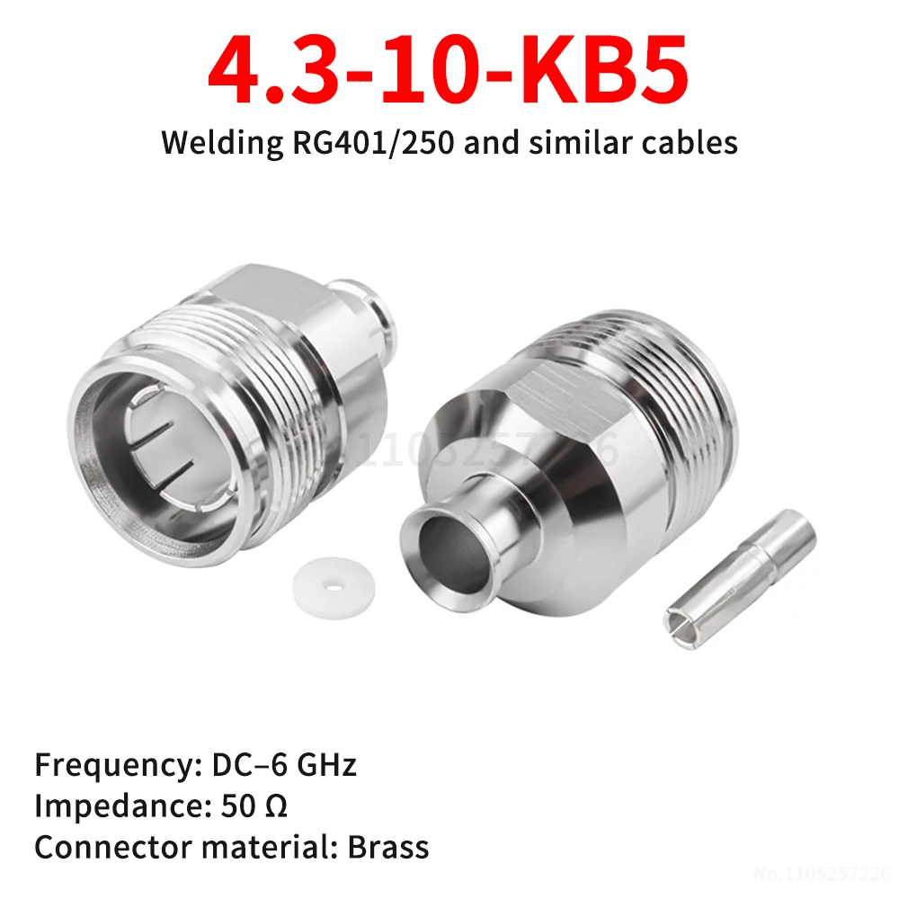4.3-10-KB5 4310 Female Soldered RG401/250 Semi-Flexible Cable 4310-KB-5 Low-VSWR Connector (1 pcs)