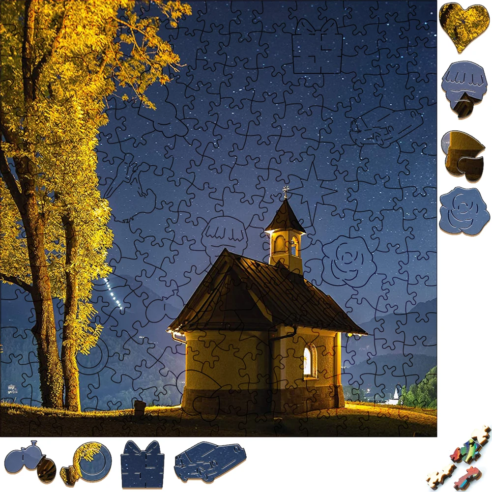 Creatieve Houten Puzzel Nachtbeeld Sterrenhemel Cabine Grappig Speelgoed Dier Hout Puzzels Smart Games Vorm Legpuzzel Beste Cadeau