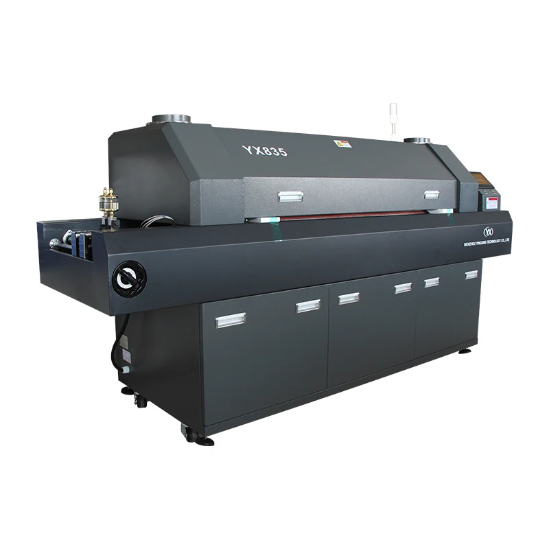 Máquina de recogida y colocación YX835, equipo de soldadura, 8 zonas de temperatura, Smt, secado por calor y aire, hornos de reflujo, máquina de soldaduras de reflujo