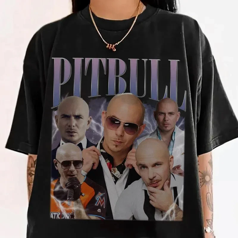 Pitbull Rapper Mr. Worldwide Music Star Bootleg Fan T-shirt Men and Women Summer 100 Cotton Clothing Fashion Short Sleeved Top