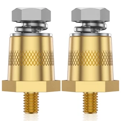 1 Pair Battery Pole Adapter Brass Battery Terminal Connector M6 Thread Installation Battery Tone Post Adapter Kit with Screws