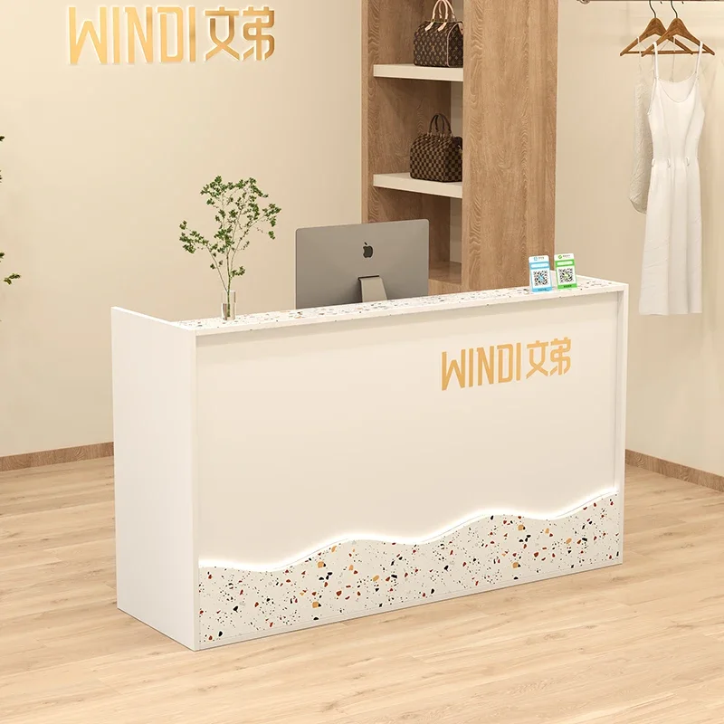 Rotary Endoscope Design Display Reception Desks Classic White Modern Cashier Reception Desks Office Luxury Mostrador Negocio image 2