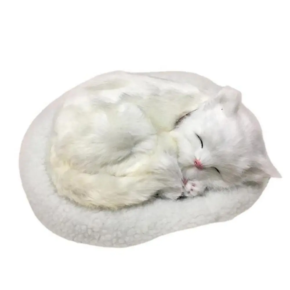 Car Interior Decoration Home Decor Sleeping Dog Breathing Cat Stuffed   Ornament Electronic Pet Simulation Animal