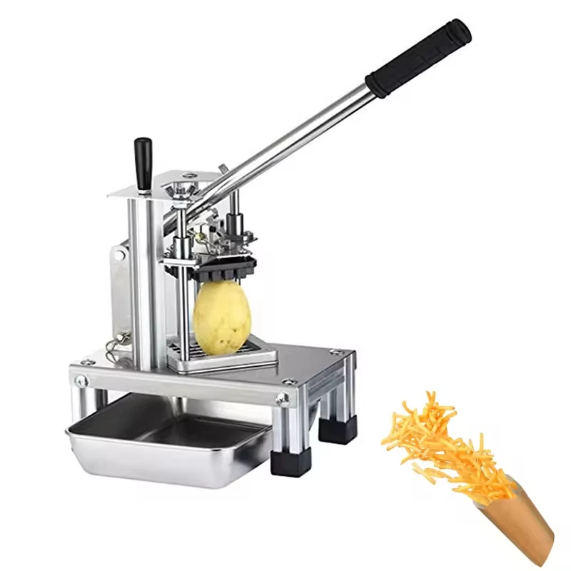 Manual French Fry Cutter Heavy Duty Potato Slicer for Vegetables Fruits Stainless Steel Blades Commercial Grade Hand Press Tool