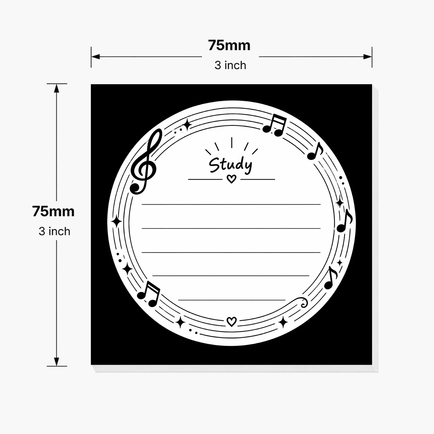 2PCS Music Study Sticky Notes 100 Sheets Musical Notes Memo Pads Writing Notes Students Office School Stationery