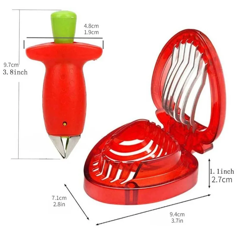 1PC Strawberry Huller Stem Remover And Strawberry Slicer Set Potatoes Tomato Corer Slicer Stainless Steel Kitchen BHL2120-FRO view 3