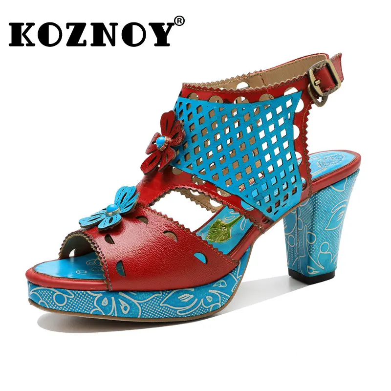 

Koznoy 7,5 см из овчины, роскошные элегантные женские мокасины с аппликацией, летние женские туфли-лодочки больших размеров с принтом и пряжкой